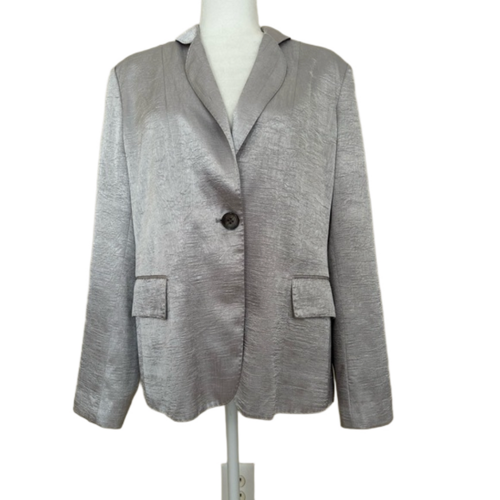 Boston Proper Silver Shimmer Fully Lined Suit Jacket with Pockets NWT
